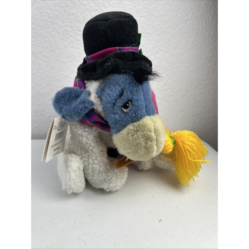 Vintage Disney Store Eeyore Winnie the Pooh Snowman Top Hat Plush 10" Christmas